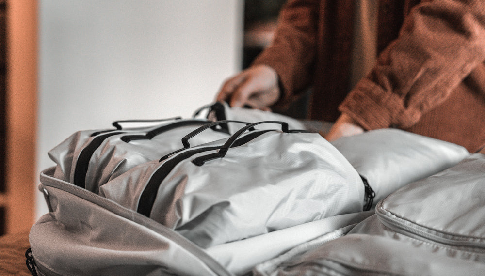 close up view of white gear cubes packed in white bag