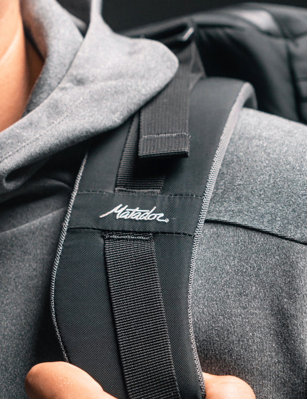 backpack strap with Matador logo
