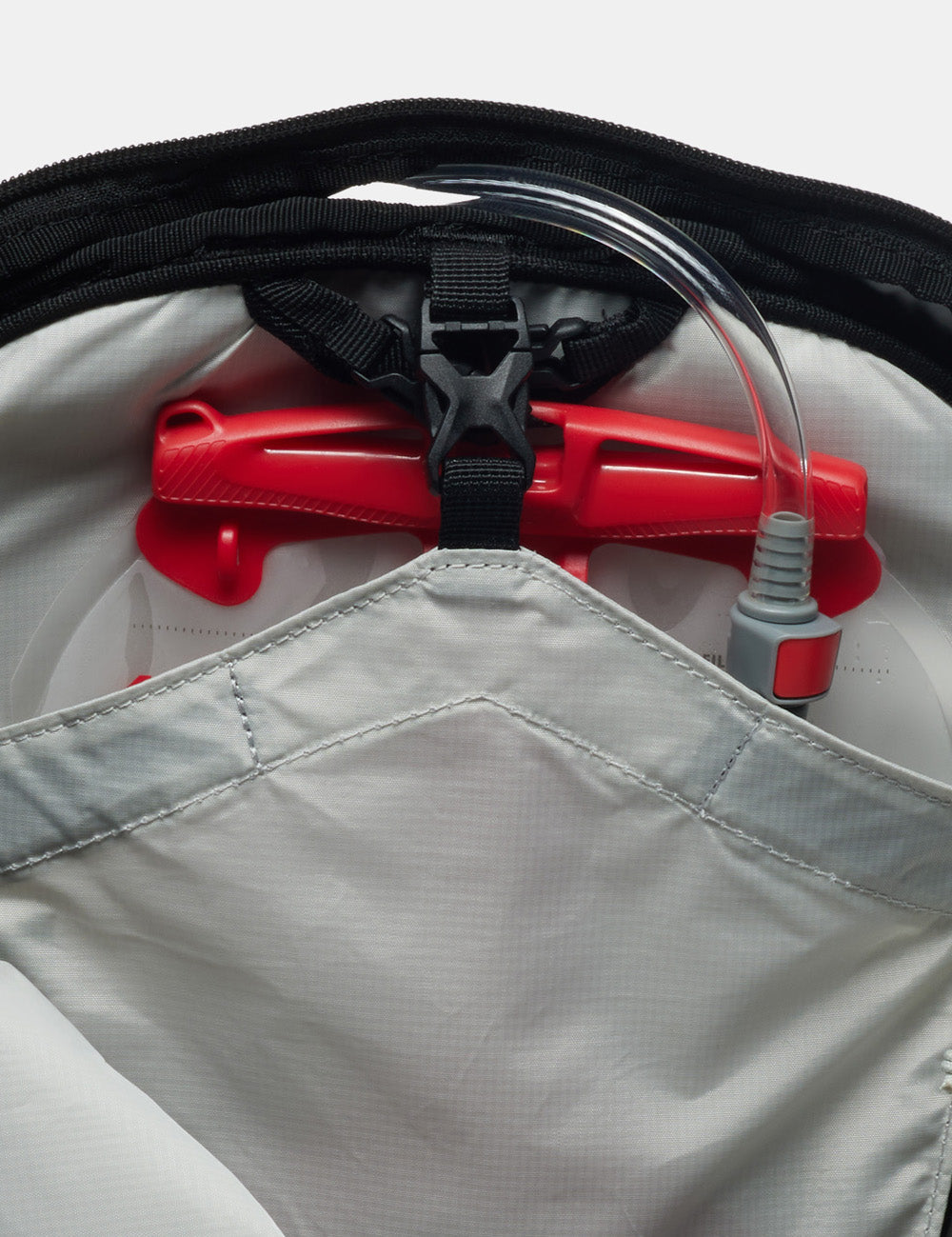 close up view of hydration pocket of backpack