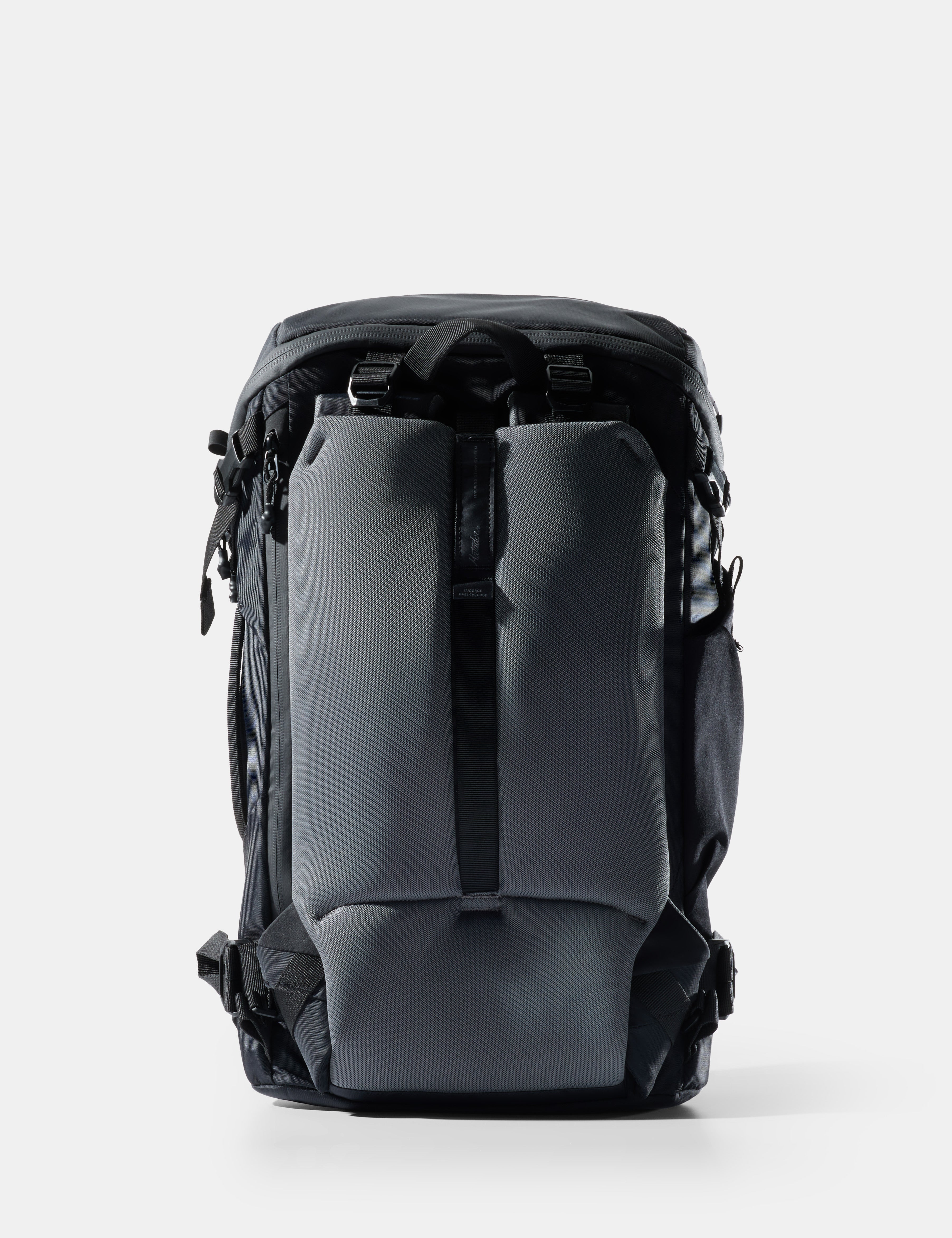 Black backpack on a white background