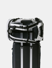 Black and white backpack on a white background