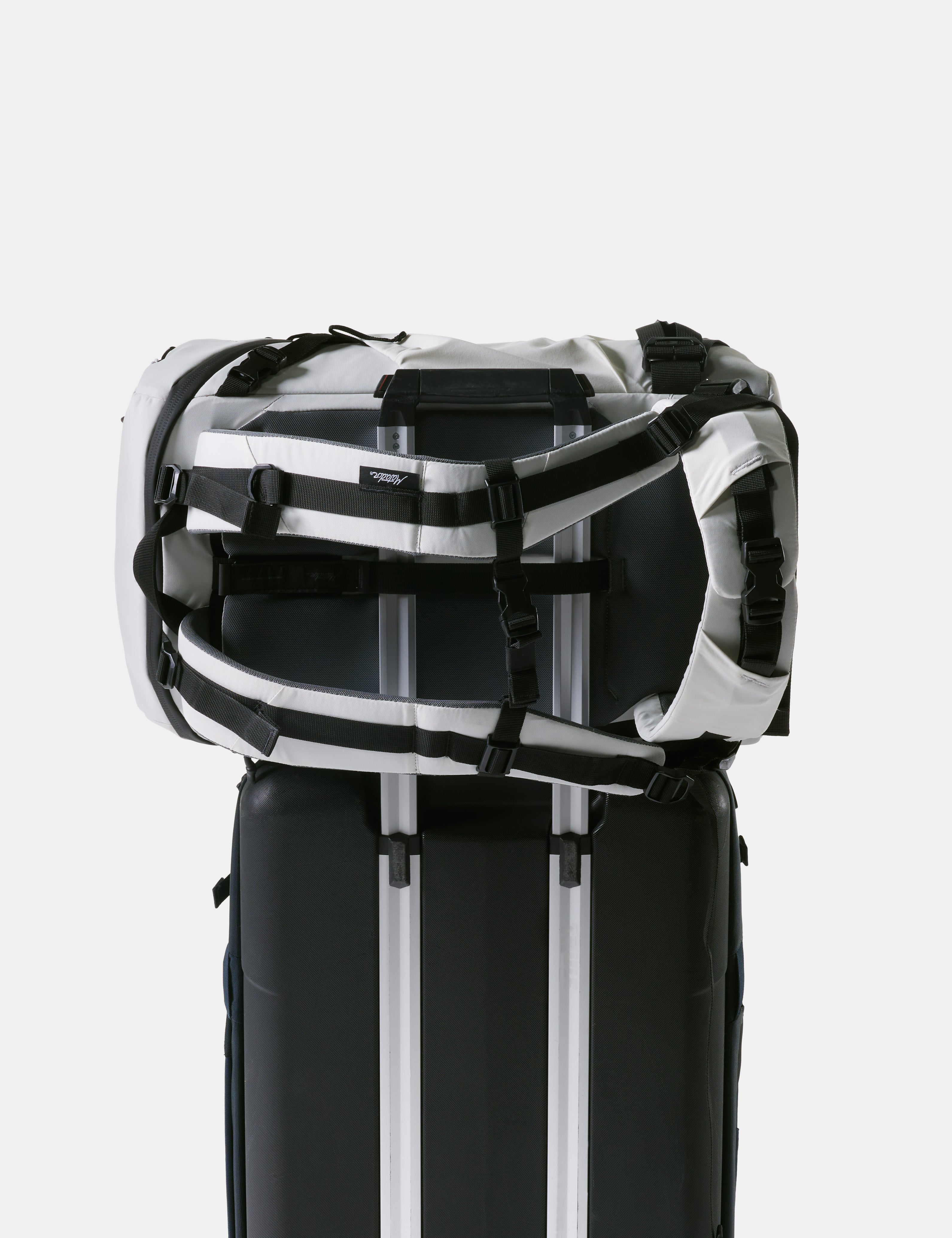 Black and white backpack on a white background