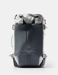 Gray backpack on a light gray background