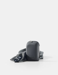 Gray towel case and towel on a white background