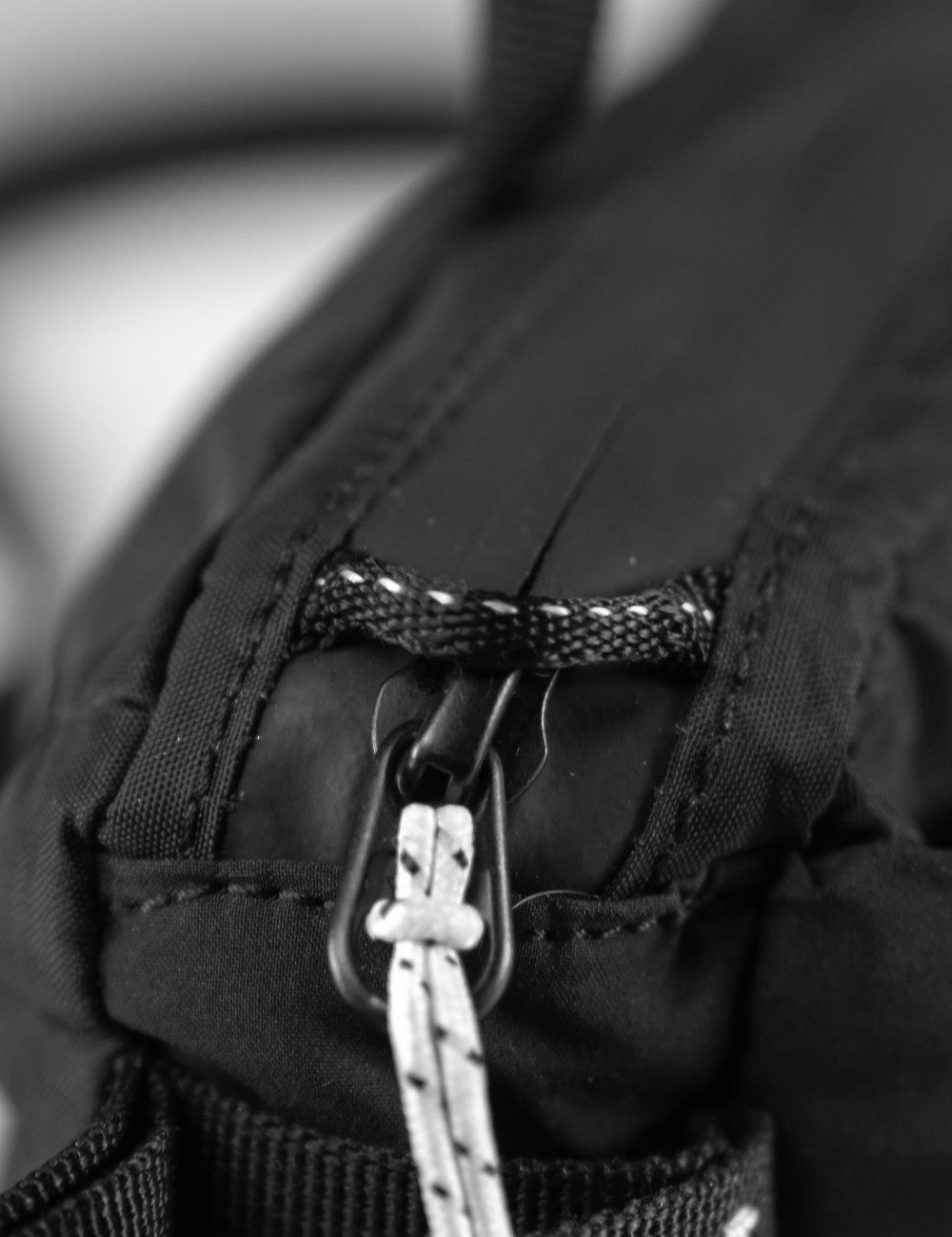 close up view of water resistant zipper