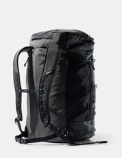 Black backpack on a white background