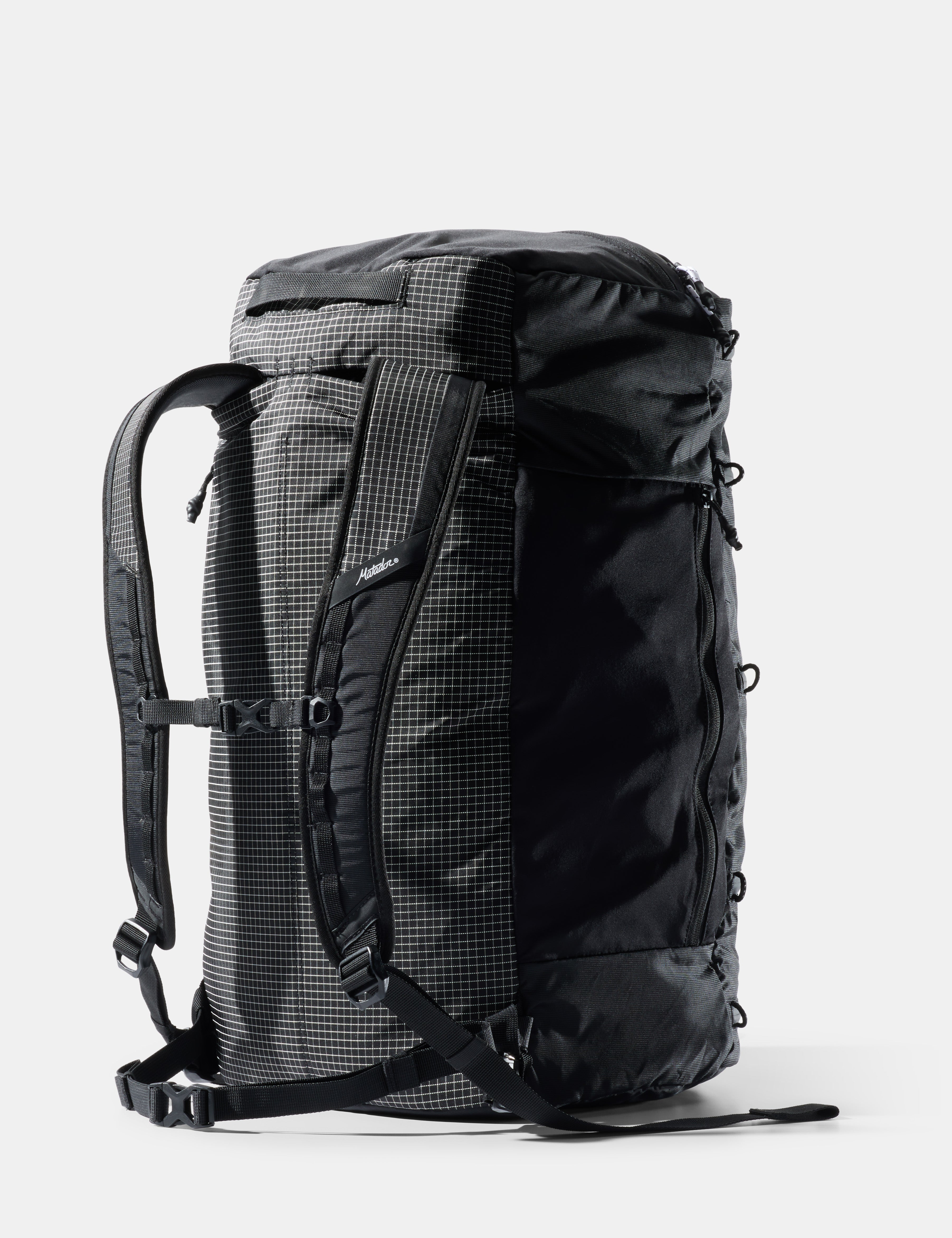 Black backpack on a white background