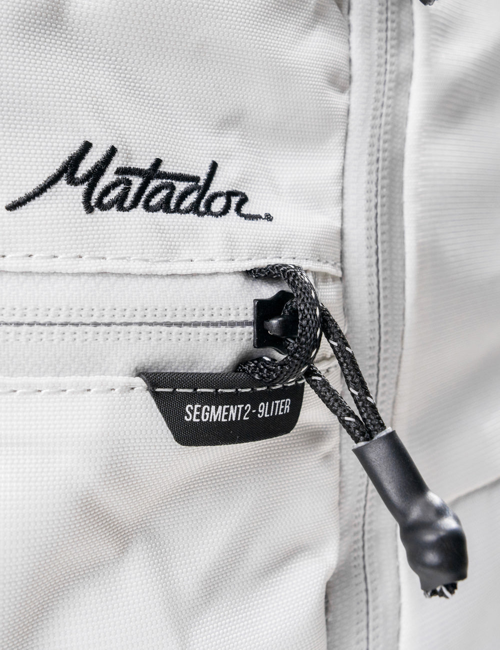 close up view of zipper security loop on white seg45